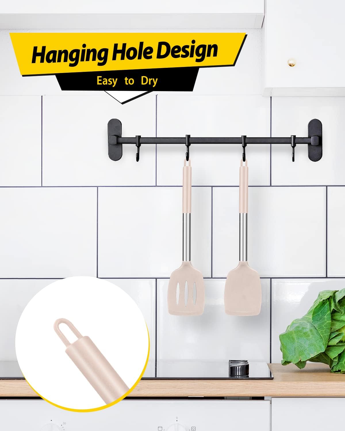 Bundlepro kitchen utensil set handle grip close up