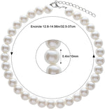 Fengek adjustable white faux pearl pet collar showing lobster claw clasp closure.