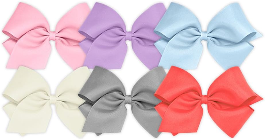 Wee Ones Girls' 6 Piece Set of Bows, Solid Grosgrain Variety Pack on a WeeStay No-Slip Hair Clip, Mini, Red, Orange, Yellow, Navy, Green, Purple - Image 13
