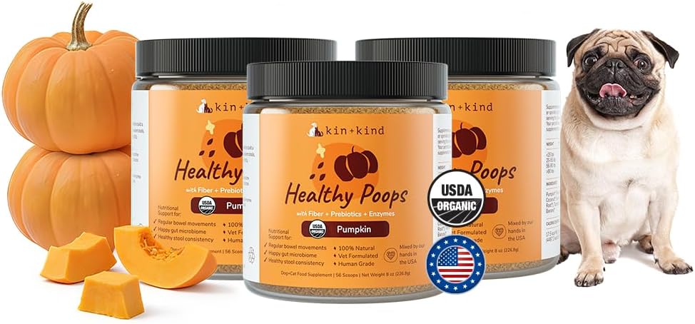 kin+kind Healthy Poops - USDA Organic Pumpkin Powder for Dogs and Cats - Prebiotic Pumpkin Powder, Supports Probiotic Activity - 4 oz - Image 10