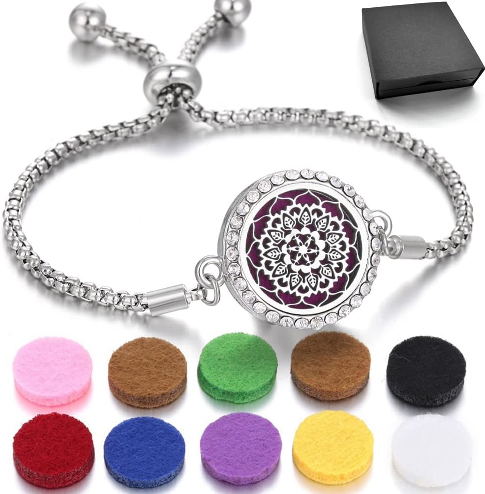 Jean Smile essential oil diffuser bracelet front view aromatherapy jewelry