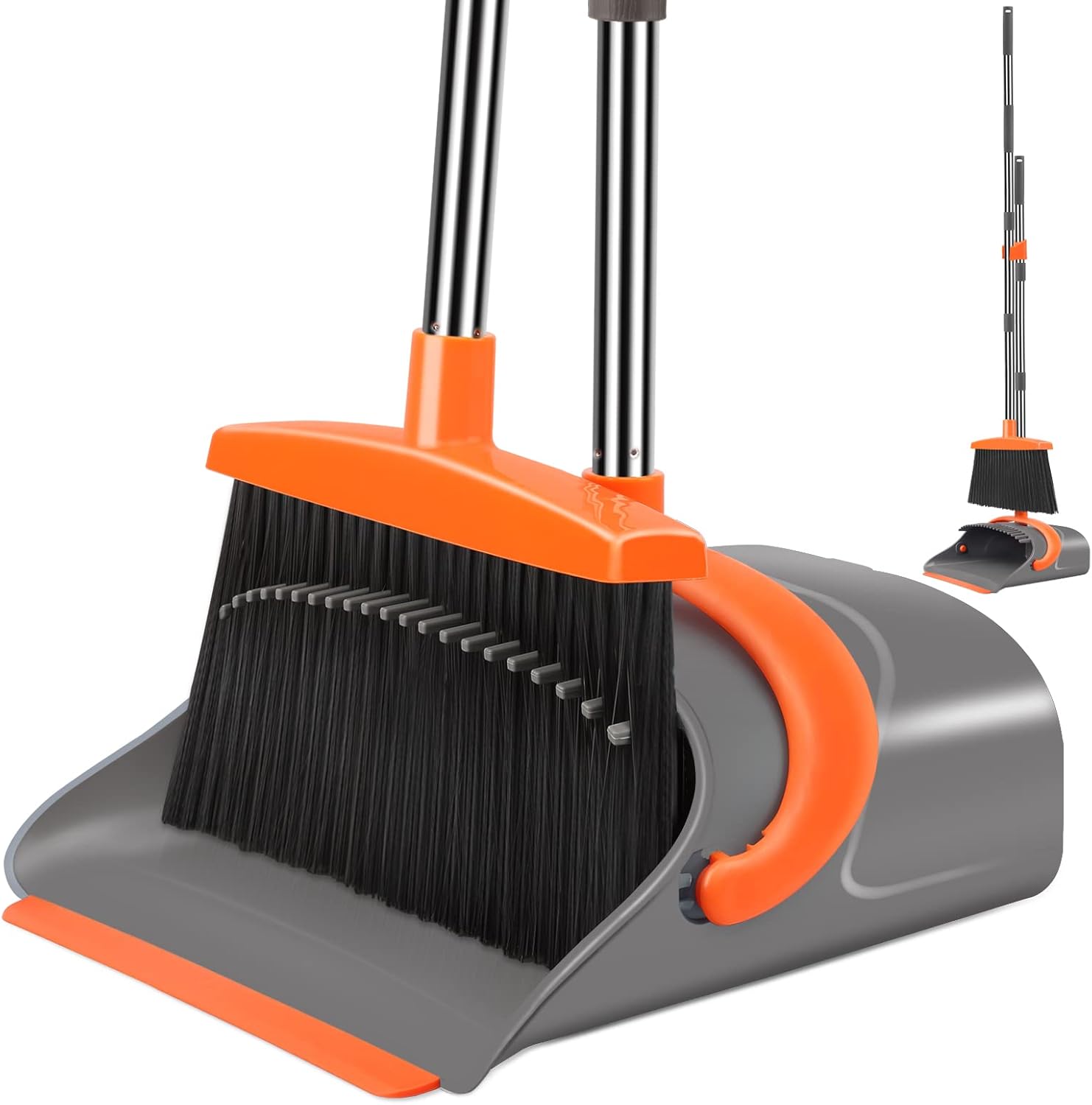 Ivandar broom and dustpan set front view for home cleaning