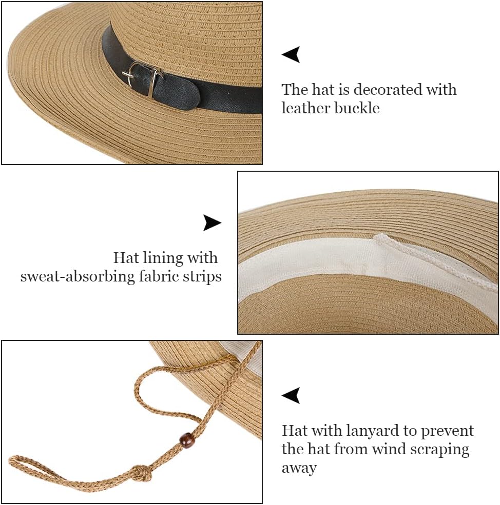 Wide brim beach hat back profile with adjustable chin strap