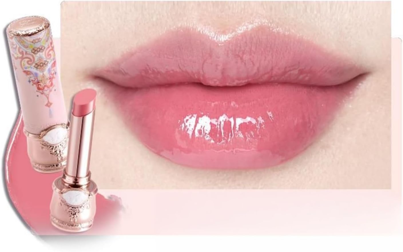 Flower Knows Butterfly Cloud Collar Lipstick C04 Peachy Aqua front view showcasing the intricate heritage packaging.
