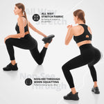 Walifrey black athletic leggings stretch fabric close up