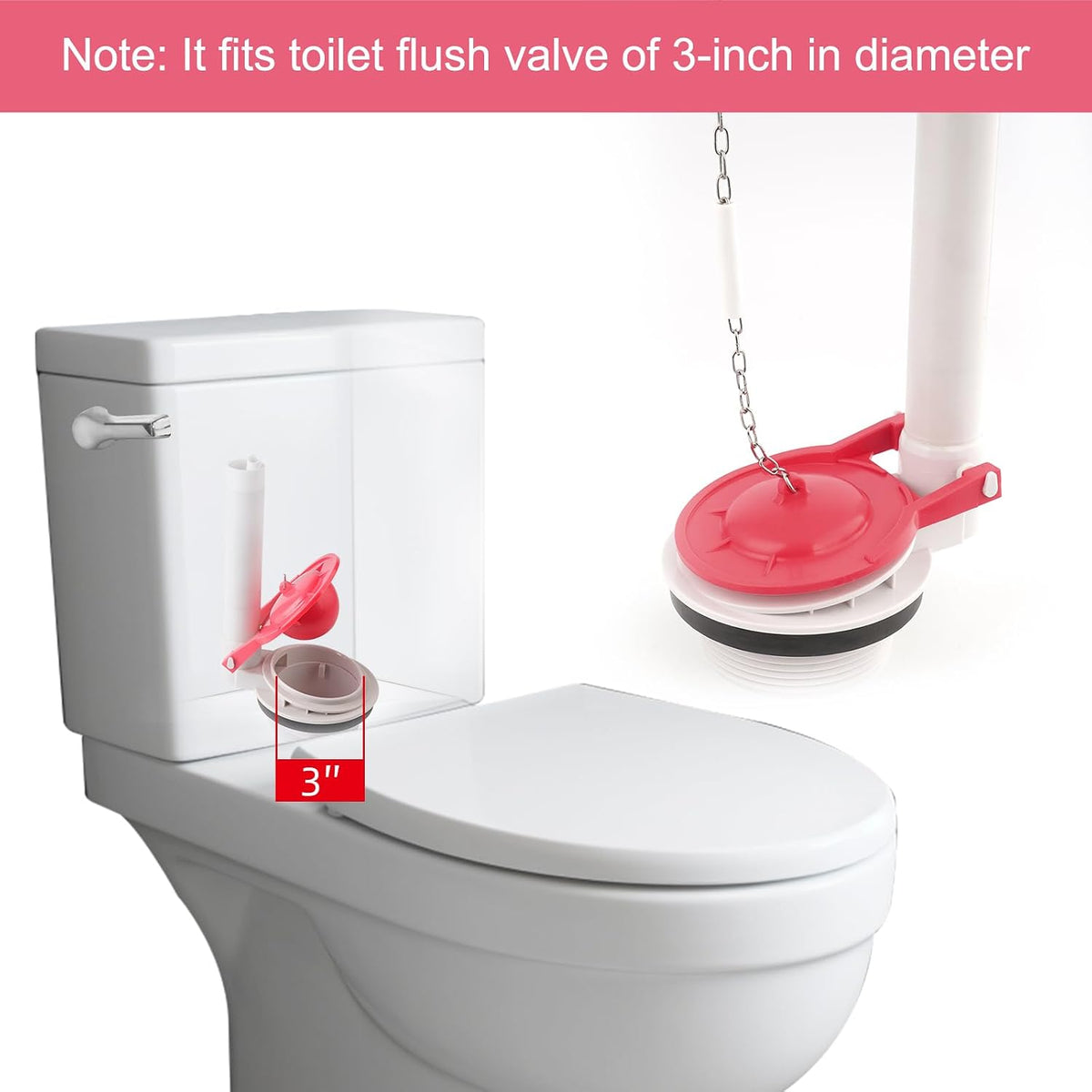 Hibbent red rubber toilet flapper side profile