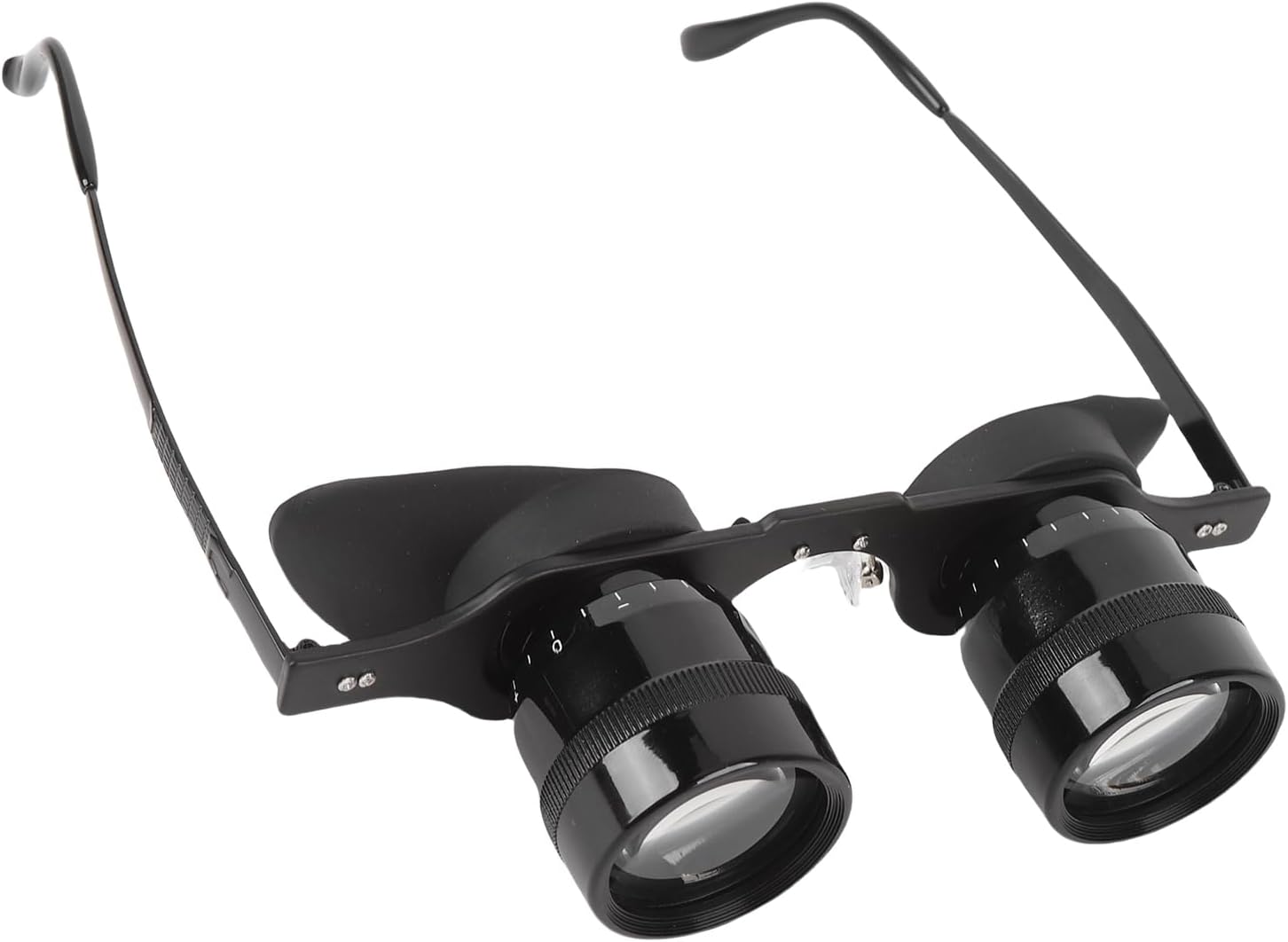 PUSOKEI hands free binocular glasses front view showing premium ten times zoom magnifying lenses