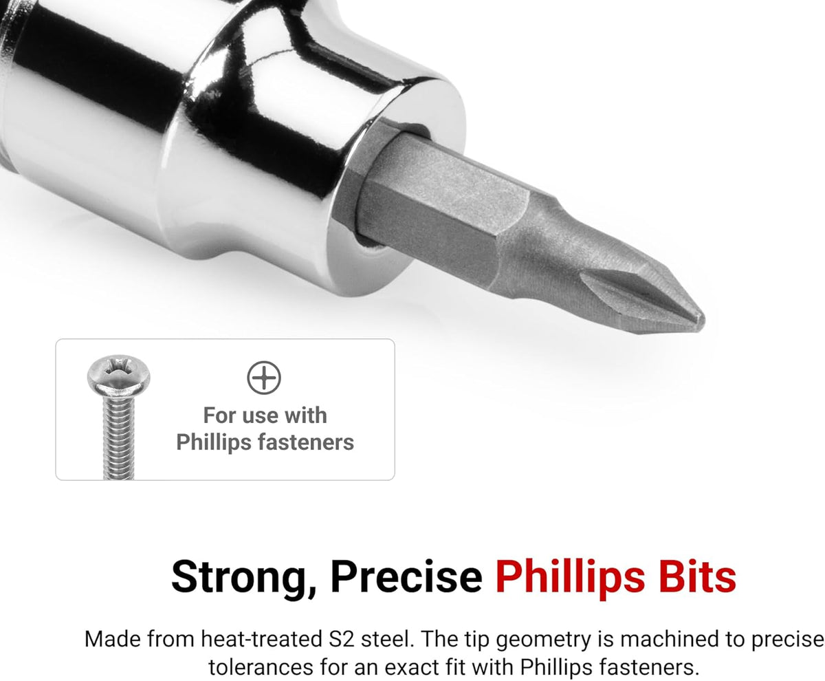 Tekton 1/2 inch drive bit sockets on rail
