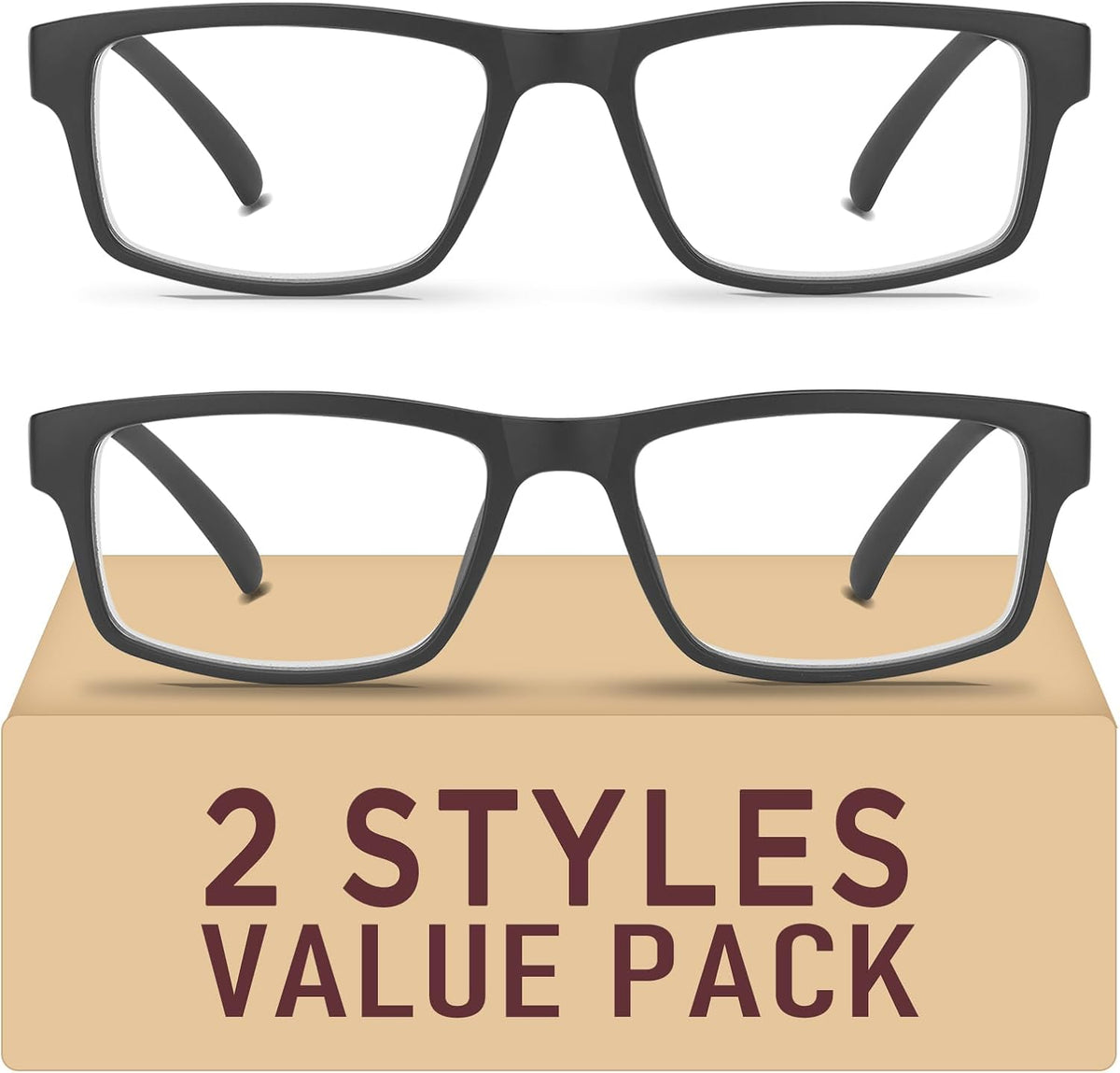 Kitchasy 2 Pack blue light blocking reading glasses front view