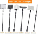 Hygger aquarium maintenance set featuring swappable gravel rake and flat sponge scrubber heads.