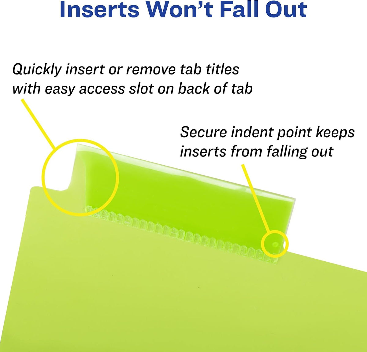 Avery binder dividers set layout on flat surface