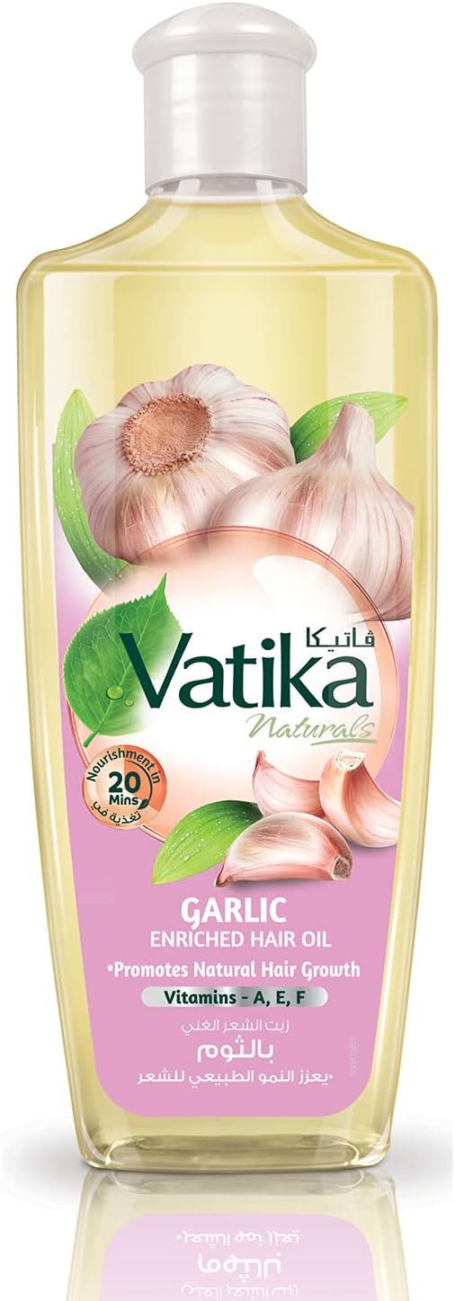 Vatika Naturals Garlic Enriched Hair Oil front view bottle