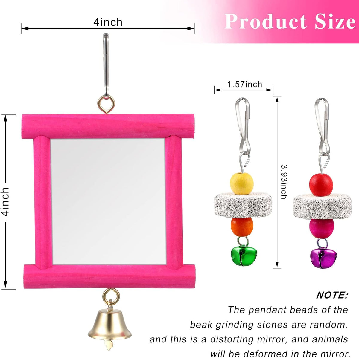Sumind hanging swing mirror with bell close up view