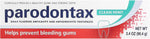 Parodontax Clean Mint fluoride toothpaste tubes standing upright displaying the American imported label specifications.
