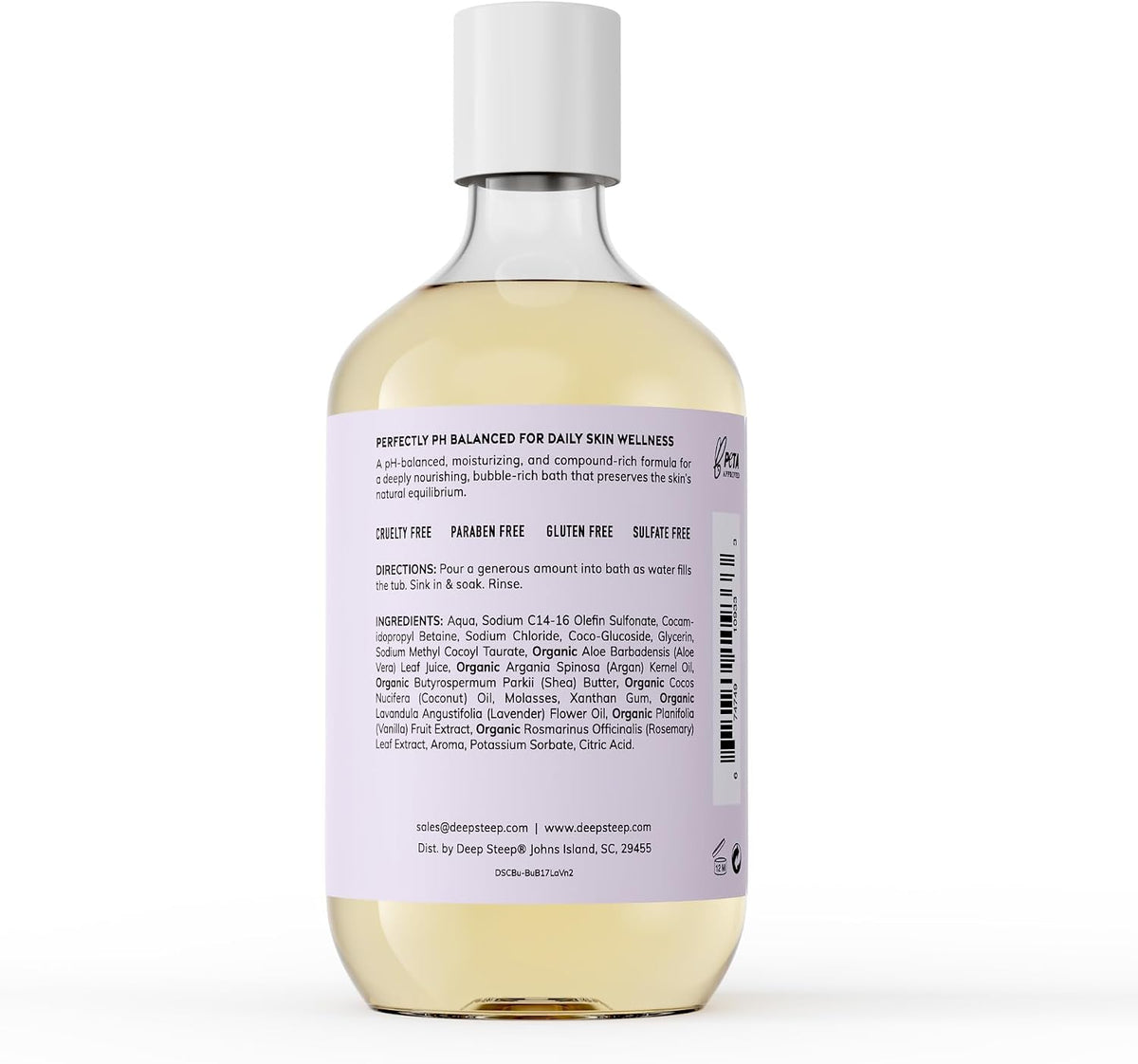 Deep Steep lavender vanilla 17 fluid ounce packaging layout