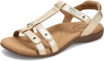 Taos Footwear Women's Trophy 2 Sandal footbed detail highlighting cushioning foam.