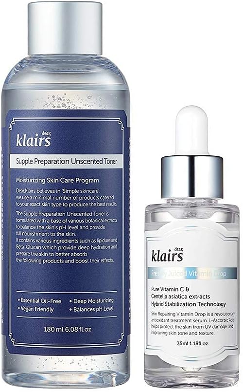 Dear Klairs Best and Basic Set front view showing toner and serum
