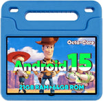 Wxunja Android 15 Kids Tablet front view in blue case