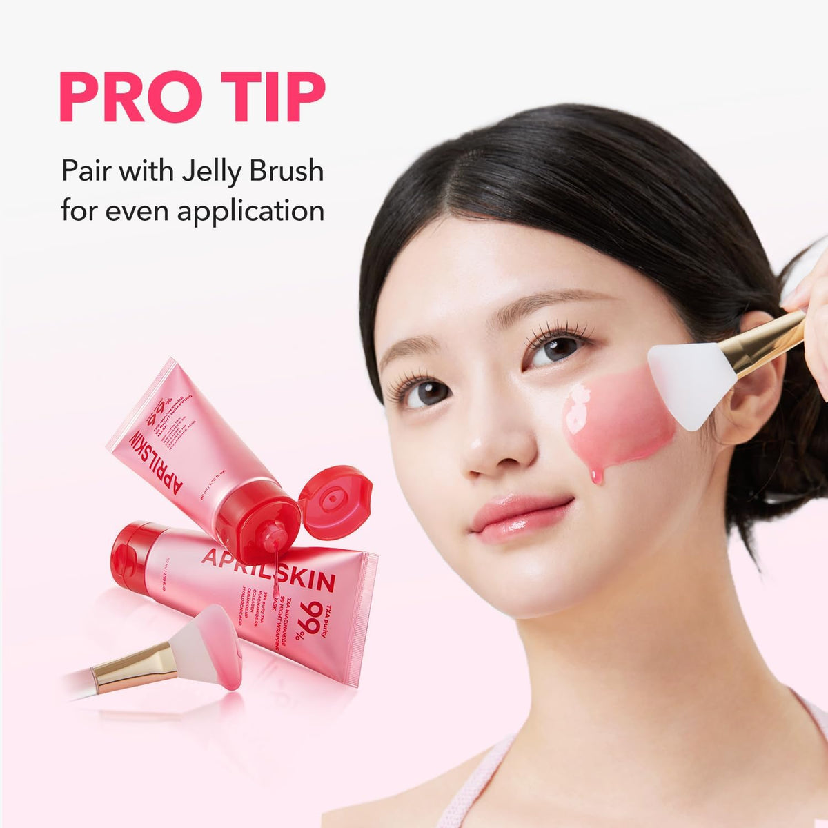 Authentic imported USA skincare set featuring an orange tube clay mask and pink overnight mask with a clear jelly brush.