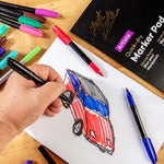 Marker drawing artwork created on warm white paper