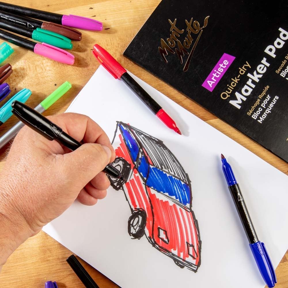 Marker drawing artwork created on warm white paper