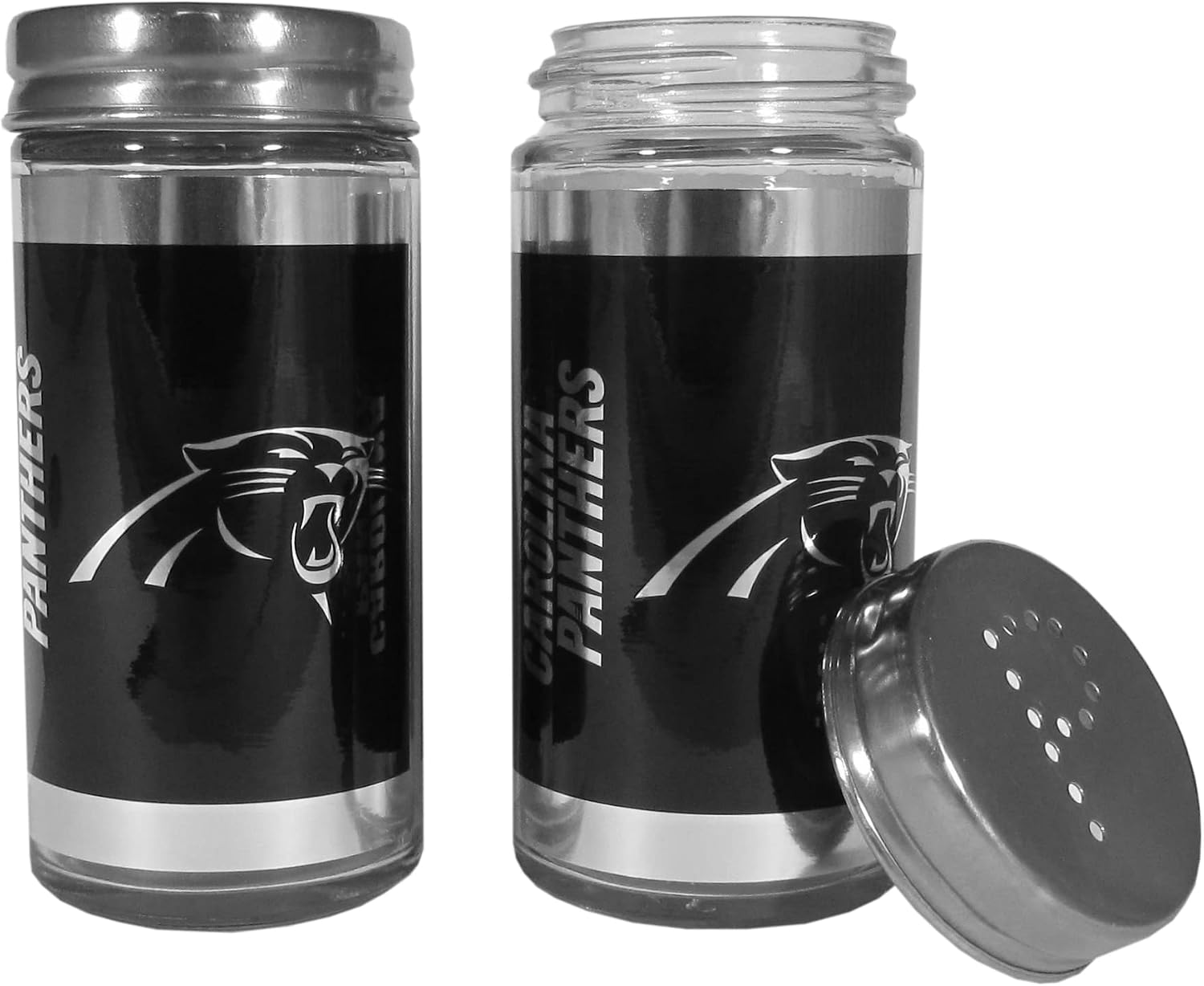 Siskiyou NFL Carolina Panthers black salt and pepper shaker front view