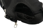 Side angle of the small black soft sided travel carrier for cats and puppies.