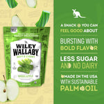 Gourmet vegan friendly green apple licorice bag on plain background