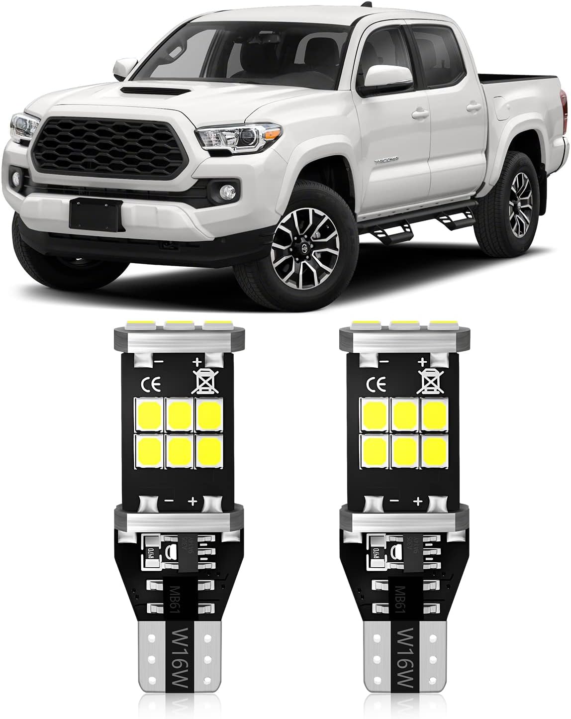 MEALAM T15 921 LED backup reverse light bulbs pack of two front view showing high power chipsets.