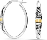 LeCalla 925 Sterling Silver Hoop Earrings for Women | Bali-Style Italian Antique Click-Top Hoop Earrings | Lightweight Vintage Hoop Earring Jewelry Gifts for Women - Image 13