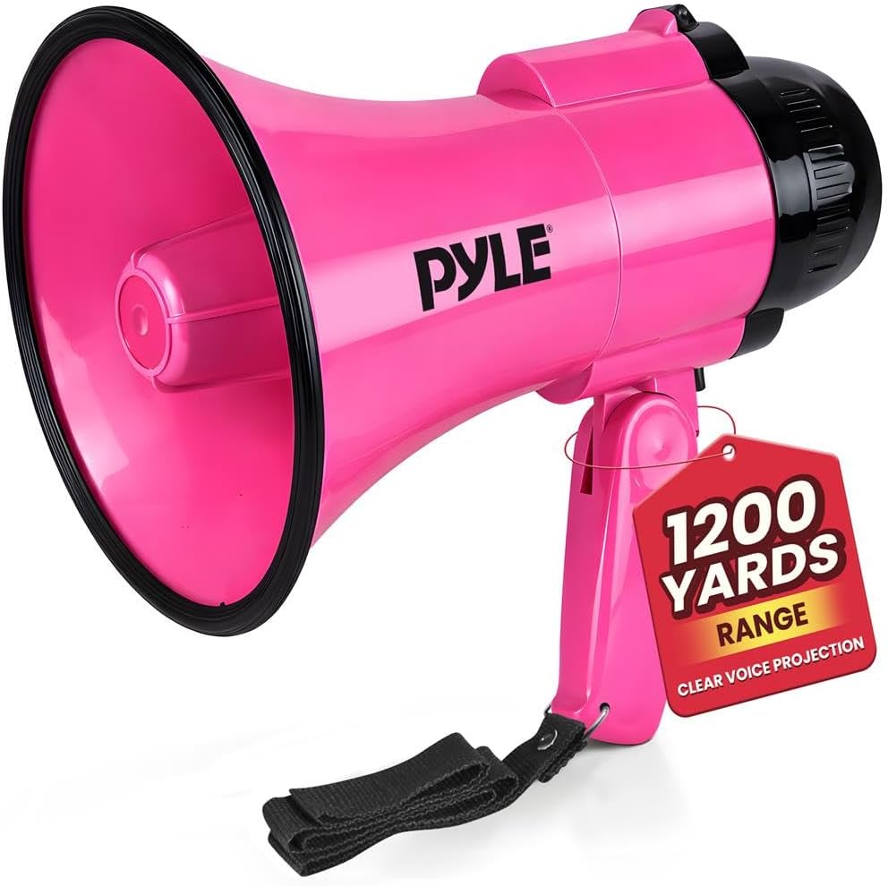 Pyle Portable Megaphone Speaker Siren Bullhorn - Compact, Battery Operated, 30W Power, Microphone, 2 Modes, PA Sound, 1200 Yards Range, Foldable Handle for Cheerleading and Police Use - (Silver) - Image 10
