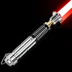 Adawlert lightsaber front view showcasing the metal hilt and illuminated blade.