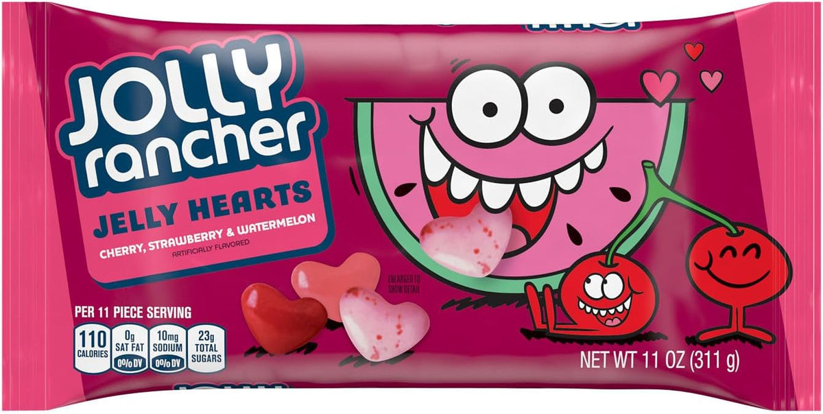 Imported USA Jolly Rancher Valentine candy bag back showing ingredients