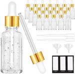 PrettyCare glass eye dropper bottles front view 24 pack set.