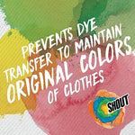 Shout laundry sheets preventing color runs in a washing machine