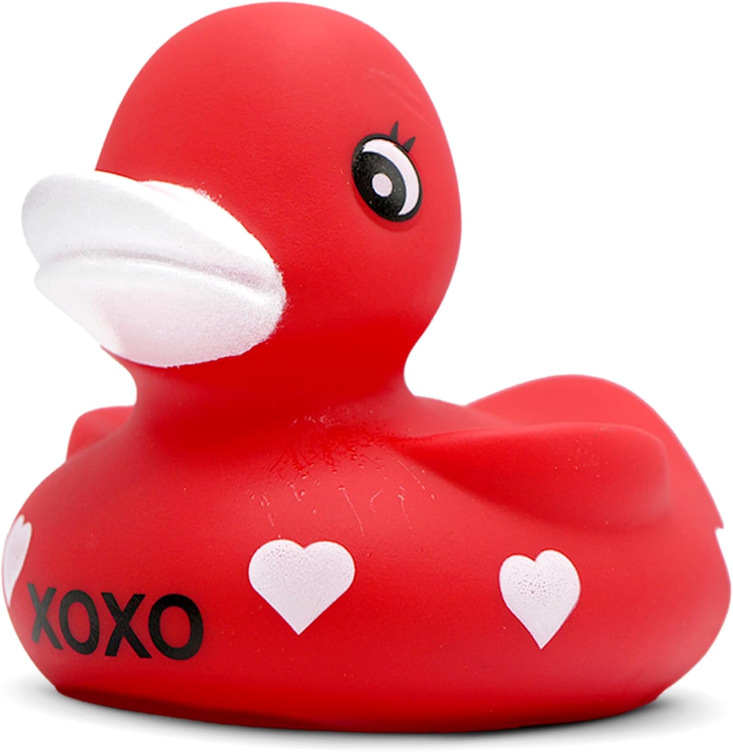 4E's Novelty Valentines Rubber Duck front view showing red sweetheart design.