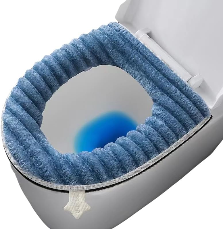CCUUHJ soft toilet seat cushion front view blue plush fabric