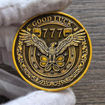 Premium zinc alloy lucky token inside its clear protective display case