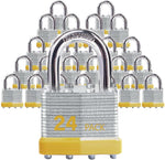 Laminated Steel Padlocks, Standard Shackle, Keyed Alike, 6 Pack | Hardened Steel Shackle,Brass Cylinder & Keys,Keyed Alike,yellow Ring ID.6 Locks/12 Keys.For Lockers & Warehouse Doors - Image 12