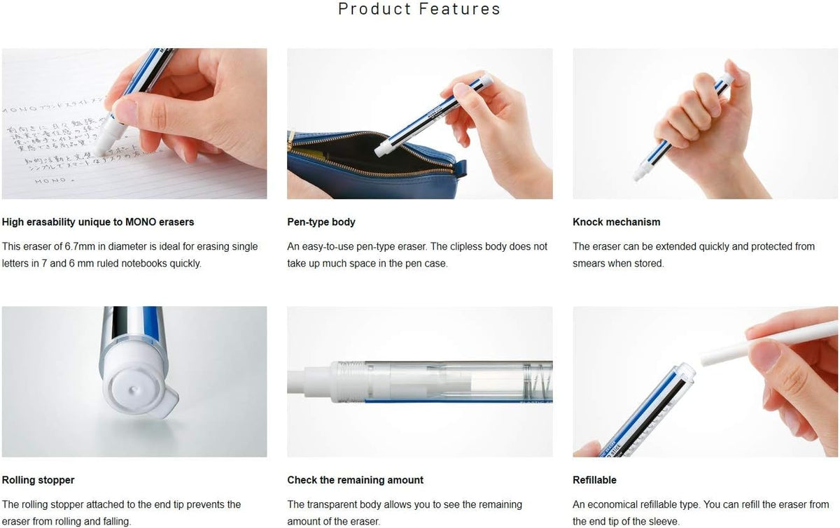 Tombow eraser stick refill angled display