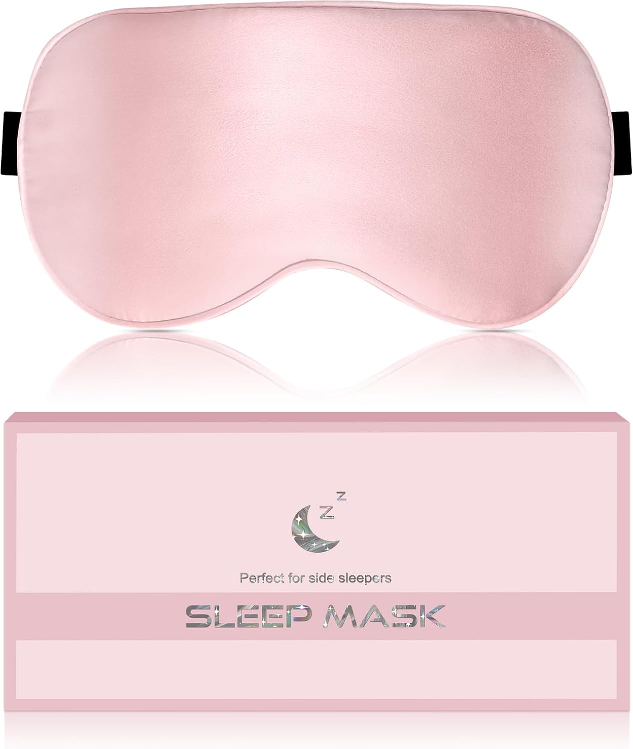 BLSSNZ Silk Sleep Mask for Women - Soft Breathable Organic Natural Mulberry Silk Fabric Blackout Eye Mask for Sleeping with Adjustable Straps No Pressure Eye Mask for Travel Essentials Gifts (Pink) - Image 1