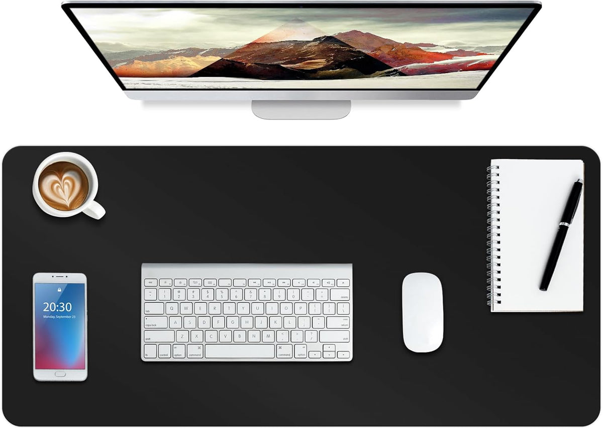 Boutilon Leather Desk Pad Protector,Non-Slip Mouse Pad,Laptop Desk Pad,Office Mouse Mat,Waterproof Leather Desk Blotter,Desk Writing Pad for Office and Home (M-Orange H,30"x14") - Image 14