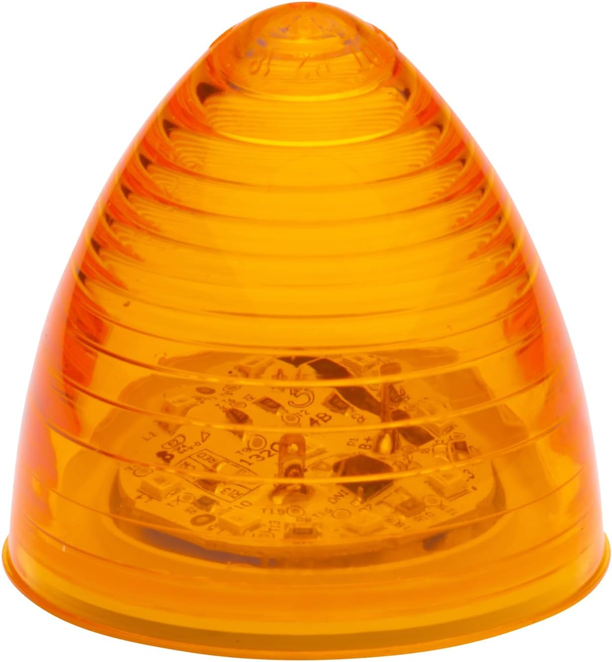 Grote G1083 amber beehive LED clearance marker light front view showing 13 high intensity diodes.