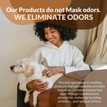 Professional pet smell remover for dog urine and feces back label ingredients.