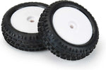 Pro-Line RC hobby tires packaging and pre-mounted wheel assembly layout.