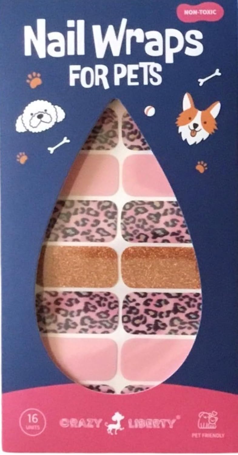 CRAZY LIBERTY Pet Nail Polish Wraps leopard design application view with included nail file