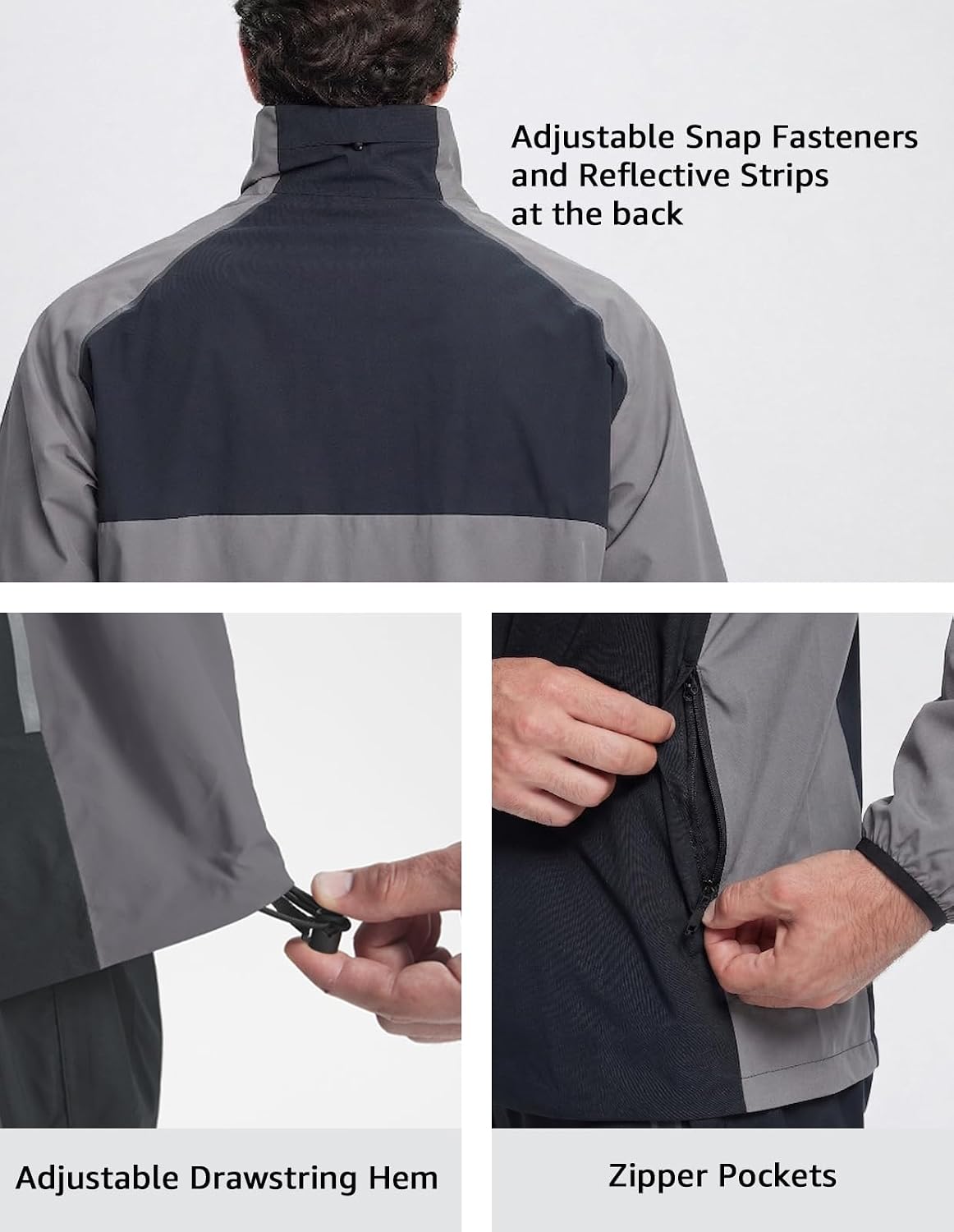 Fit space outdoor rain jacket back collar reflection