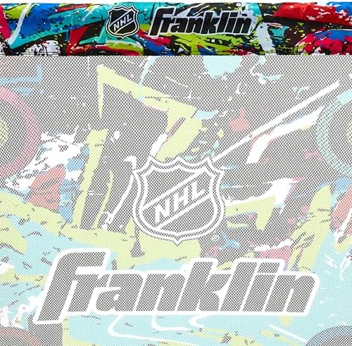 Franklin Sports NHL mini hockey kit components spread out including goal sticks and foam balls.