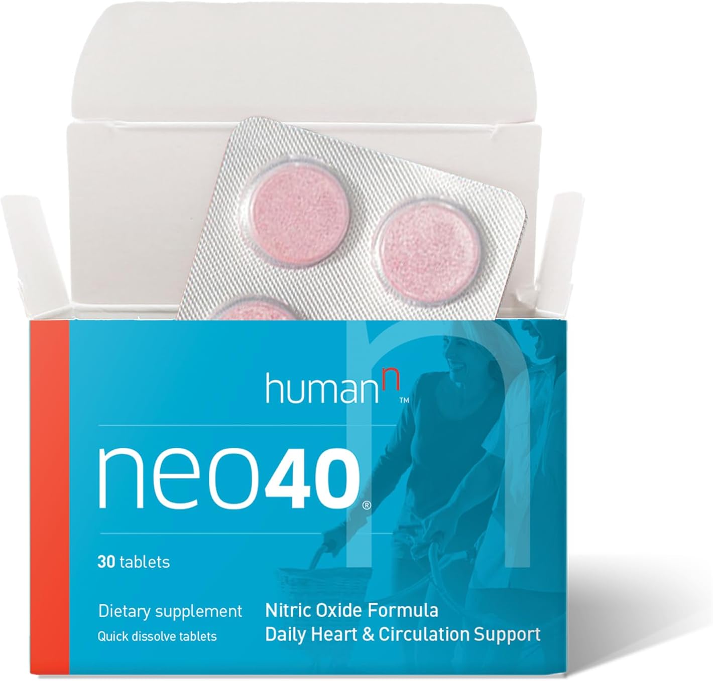 HumanN Neo40 Daily Heart & Blood Circulation Supplements to Boost Nitric Oxide - Supports Blood Pressure - from Maker of SuperBeets -Includes 30 Dissolvable Tablets - Tasty Fruity Flavor - Image 1