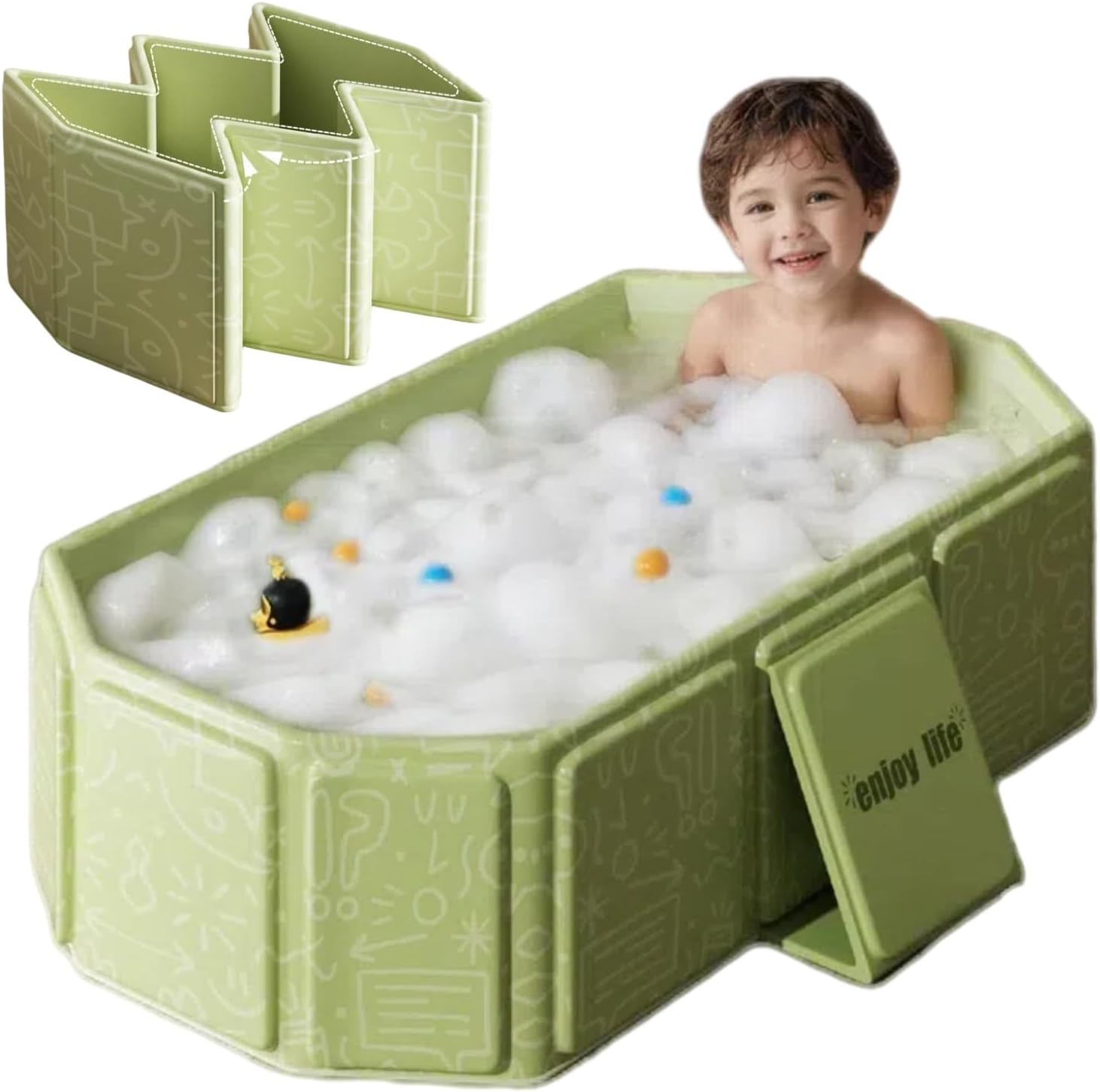 Porfoyo collapsible bathing basin in green front view